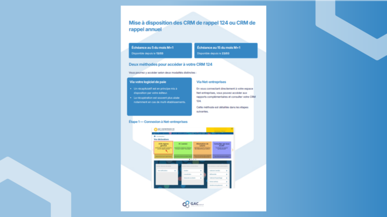 Infographie sur le CRM 124 et la DSN de substitution détaillant les étapes de correction des anomalies URSSAF 2025.