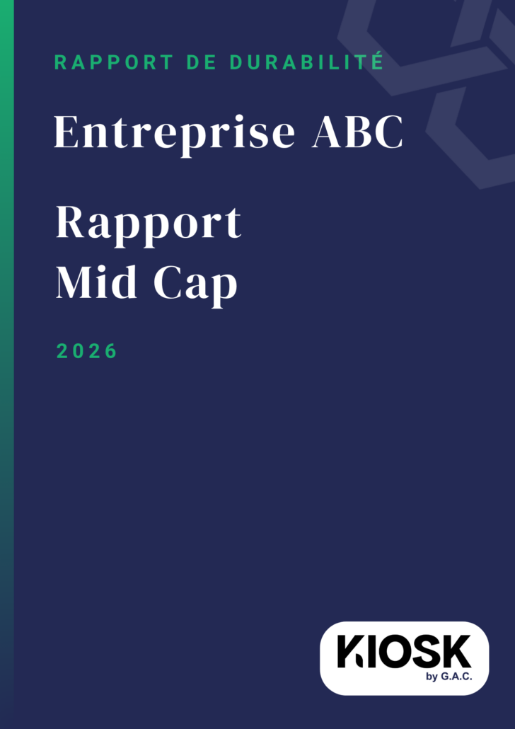 Reporting ESG Mid Cap pour ETI détaillant l'analyse de matérialité et les indicateurs de performance extra-financière.