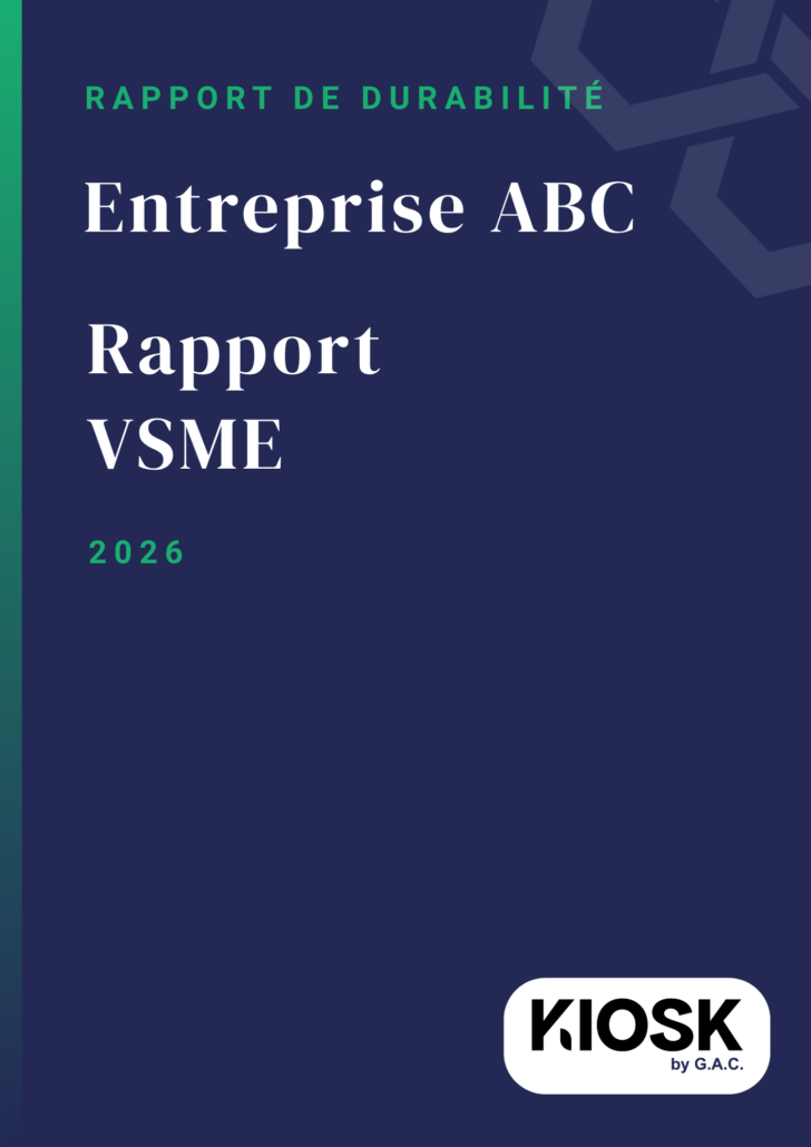 Reporting ESG durable pour PME présentant la structure d’un rapport conforme au standard européen VSME de l’EFRAG.
