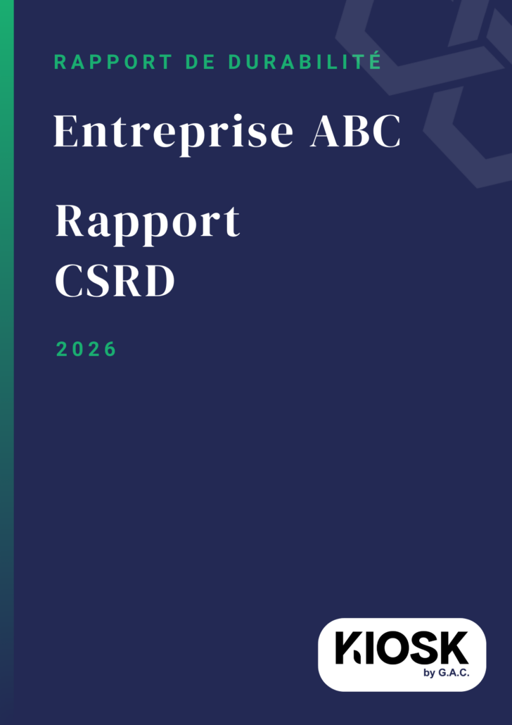 Structure du modèle de rapport CSRD conforme aux normes ESRS pour le pilotage de la performance durable.