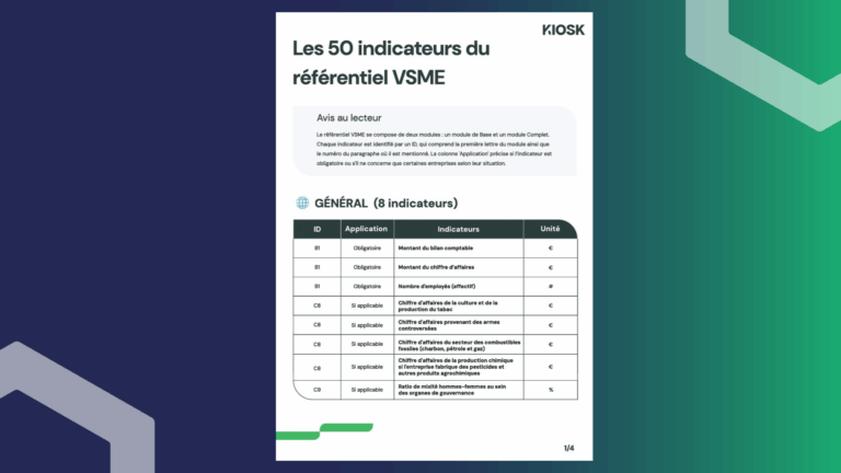 VSME indicators and EFRAG list of 50 ESG indicators for SME sustainability reporting, G.A.C. Group document.